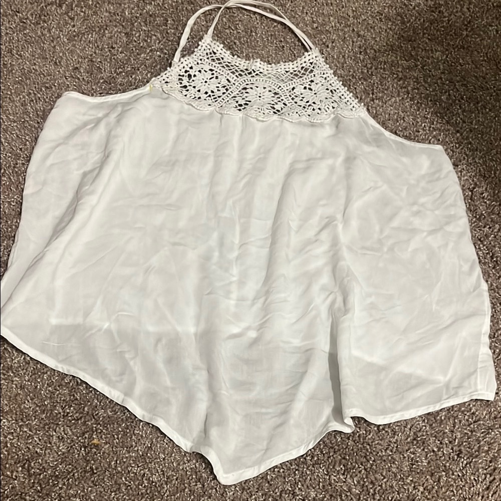 Maurices White Asymmetrical Embellished Tank Top